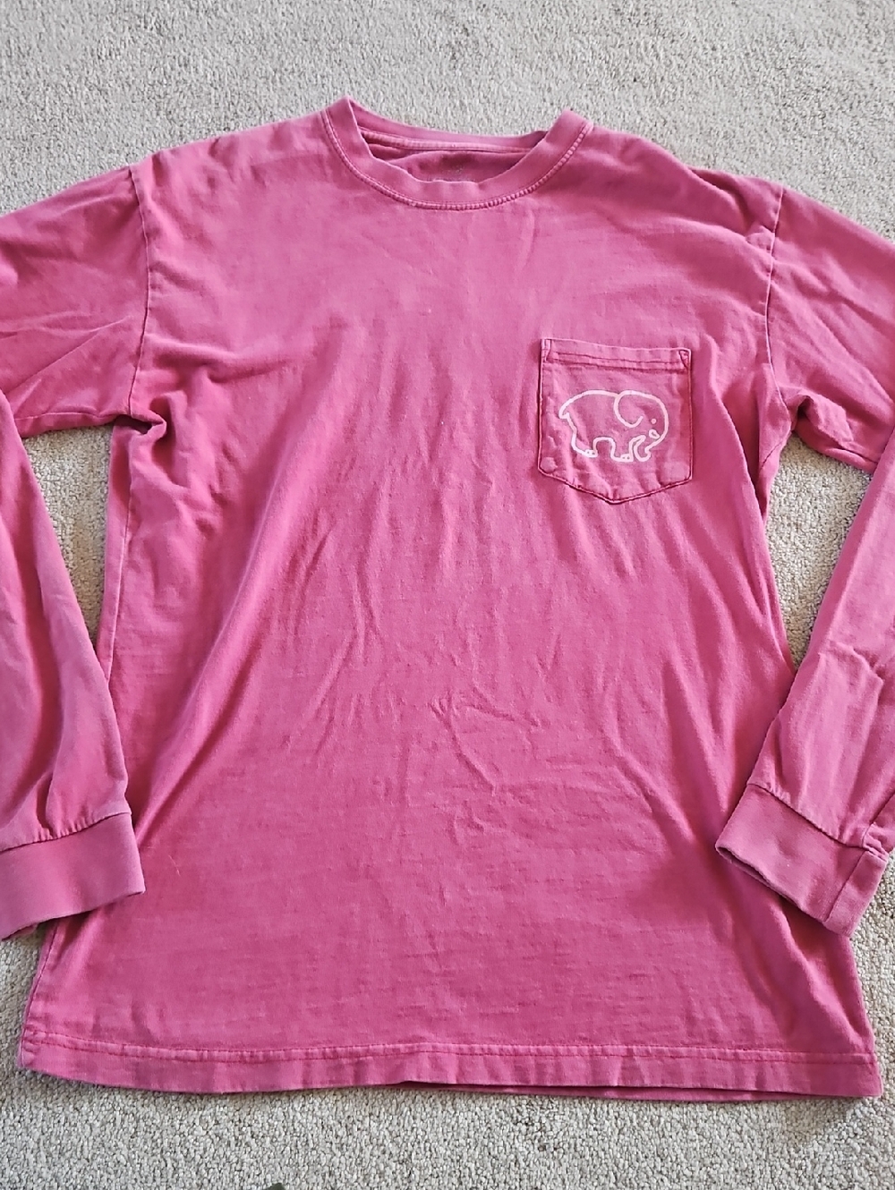 ivory ella Pink Long Sleeve Tee with Pocket Elephant